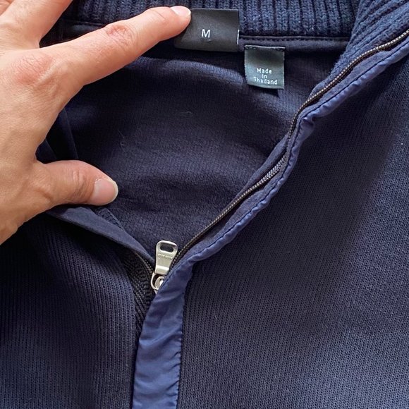 Hugo Boss Navy Cotton Knit Half-Zip Sweater - Picture 5 of 14